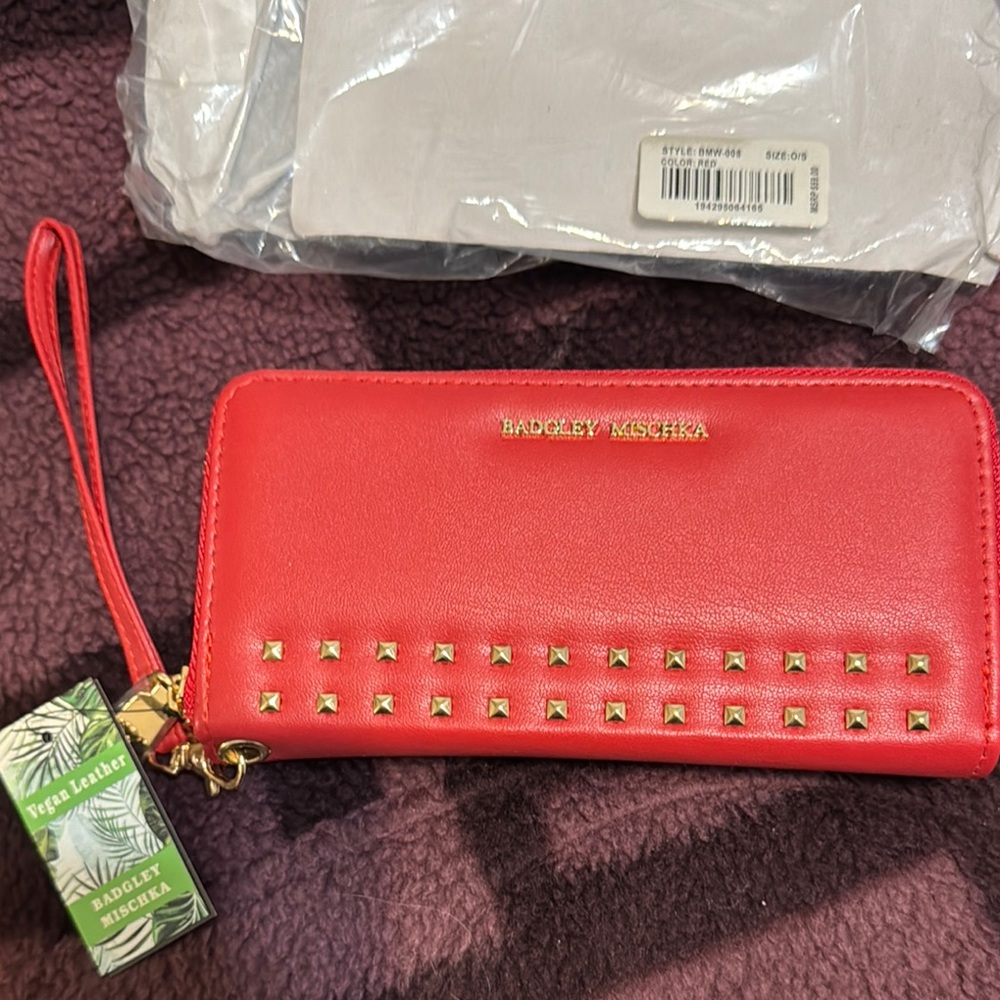 Badgley Mischka Red and Gold Key Card Holder